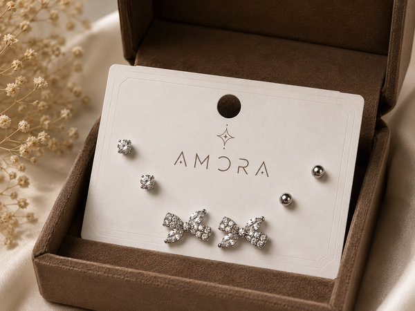 Crystal Ribbon Earring Set